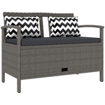 160l Rattan Garden Storage Bench, Cushioned Outdoor Bench