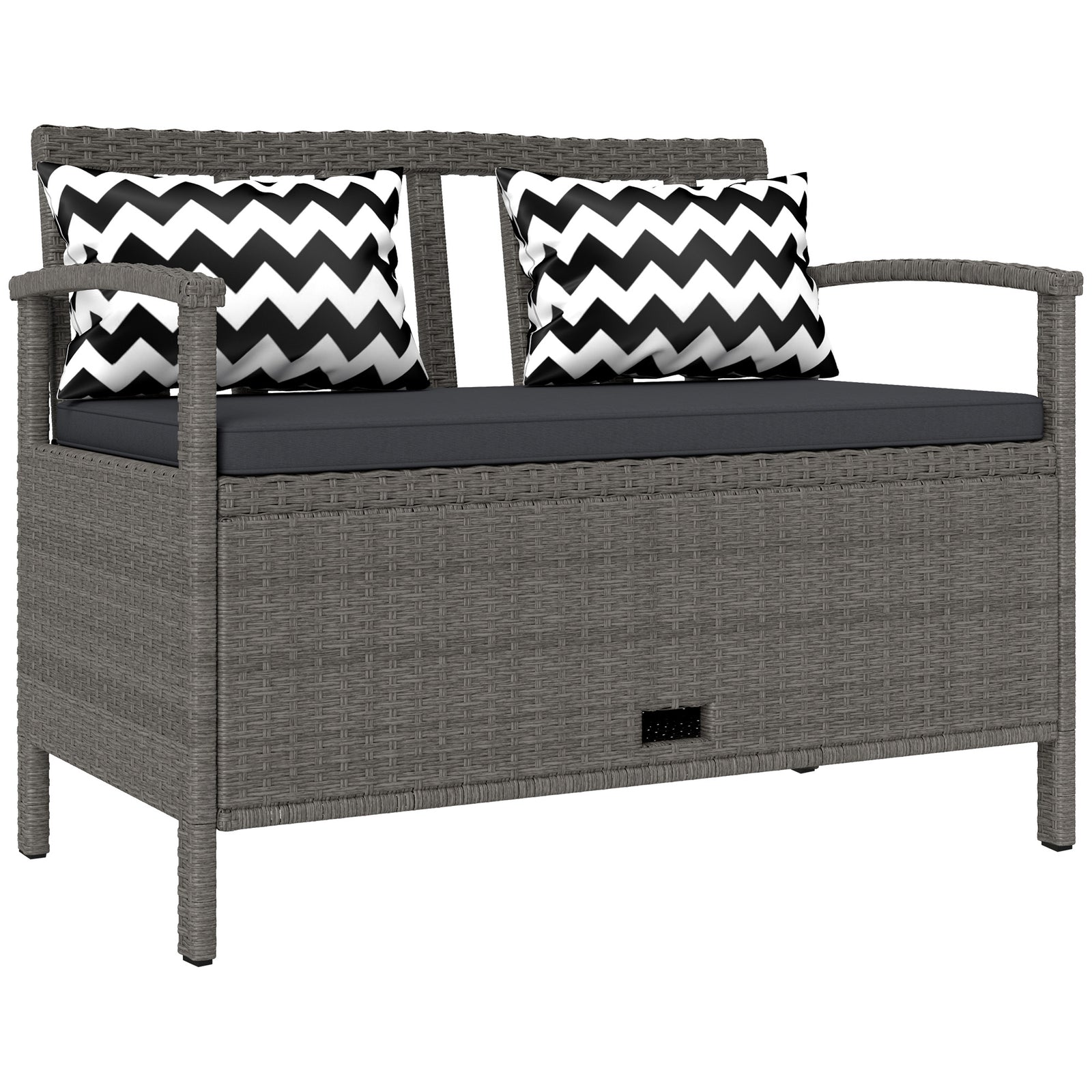 160l Rattan Garden Storage Bench, Cushioned Outdoor Bench