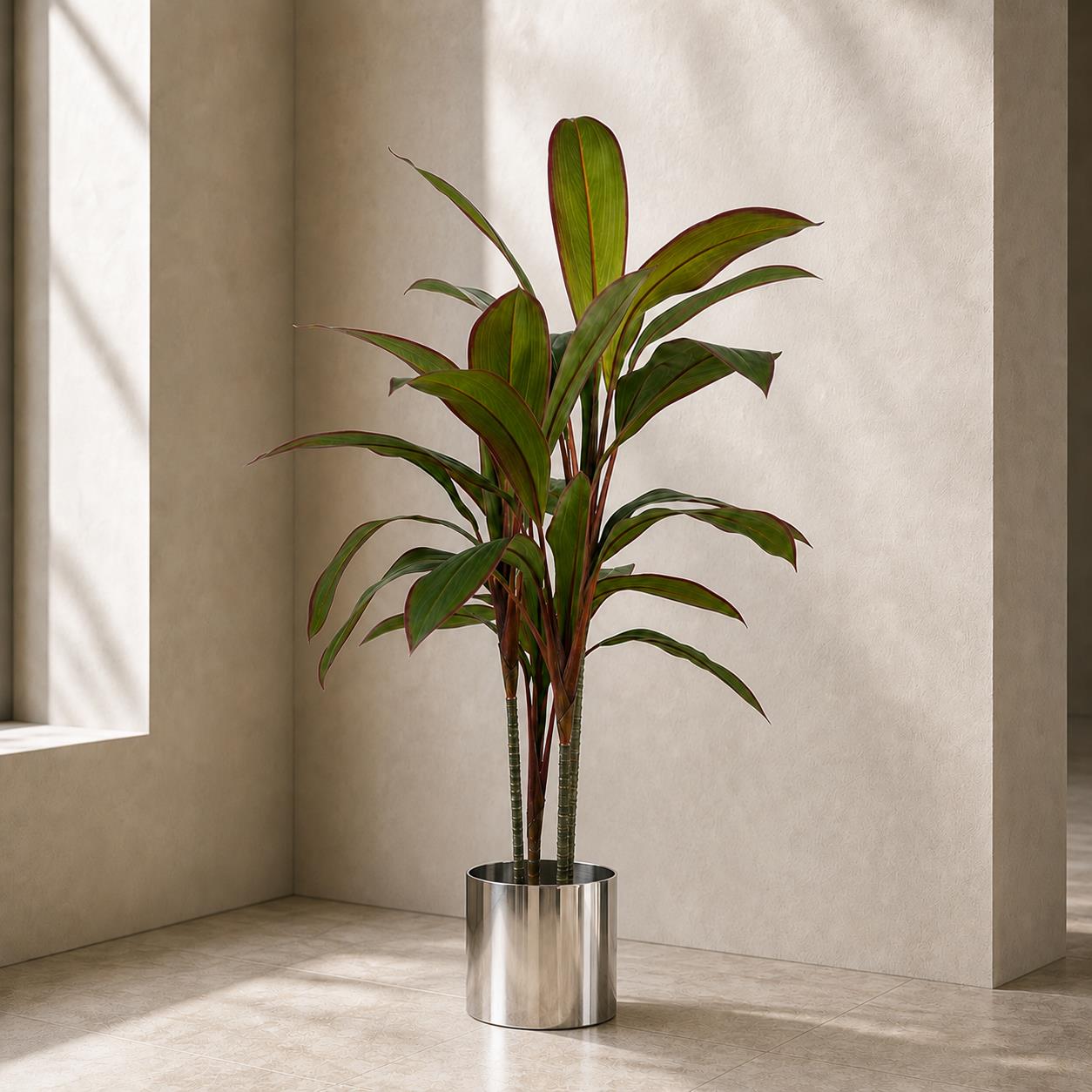 100cm Artificial Potted Dracaena Tropical Plant Silver Metal Plater