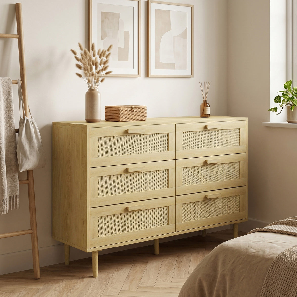 HOMCOM Chest Of Drawers, 6-drawer Dresser For Bedroom, Living Room, Oak