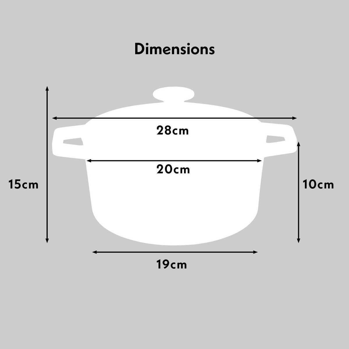 Cooks Professional Cast Iron Casserole Dish 20cm Oven Proof Pan & Lid