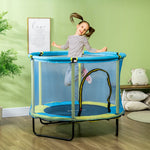 55" Kids Trampoline With Enclosure Net For Toddler 1-6 Years Blue