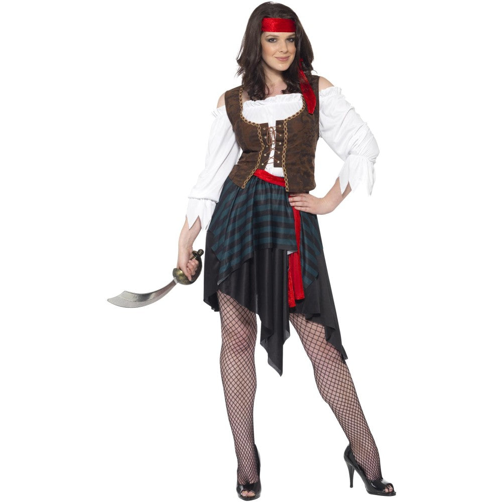 Pirate Lady Costume, Brown | Large