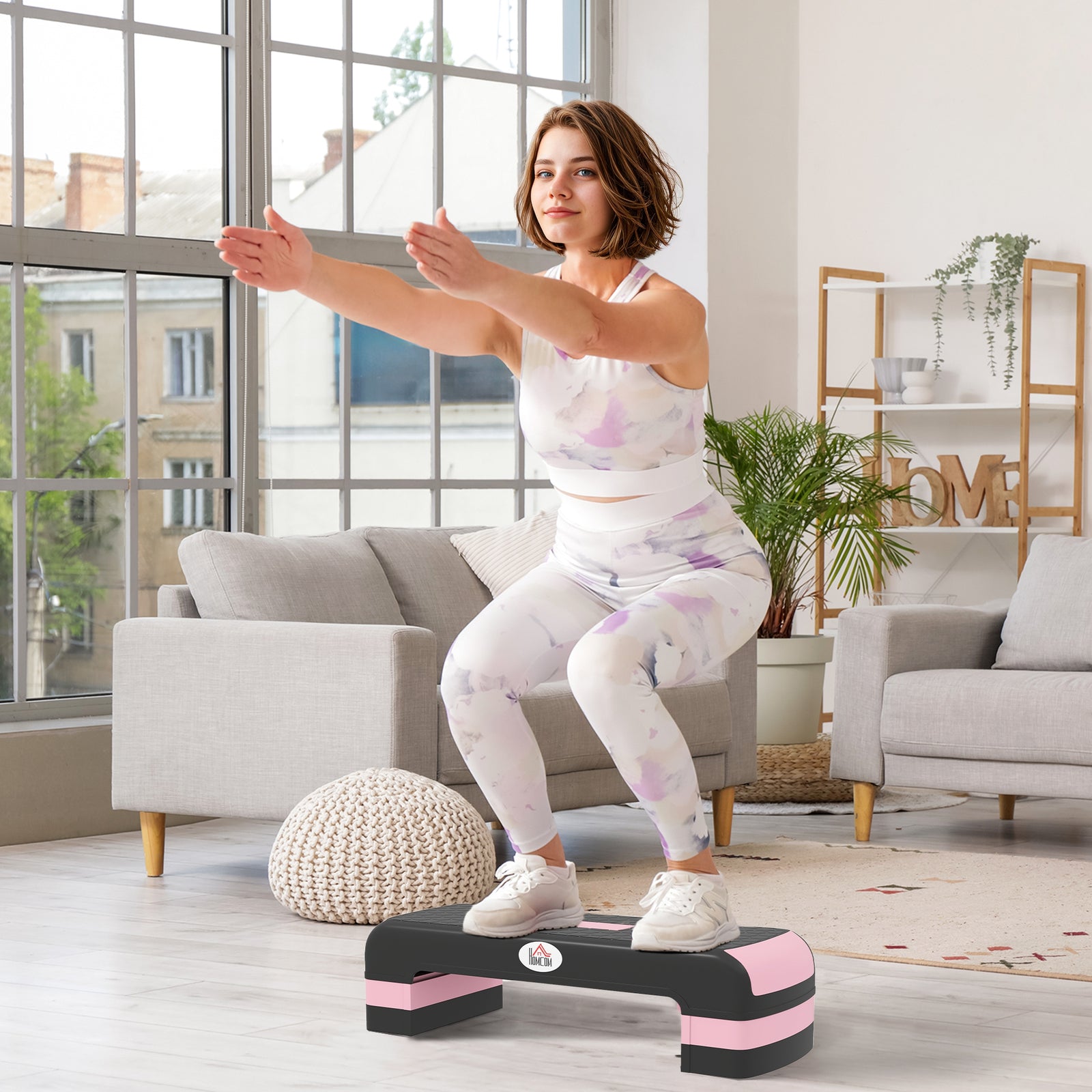Aerobic Step Three-level Adjustable Exercise Stepper | Pink
