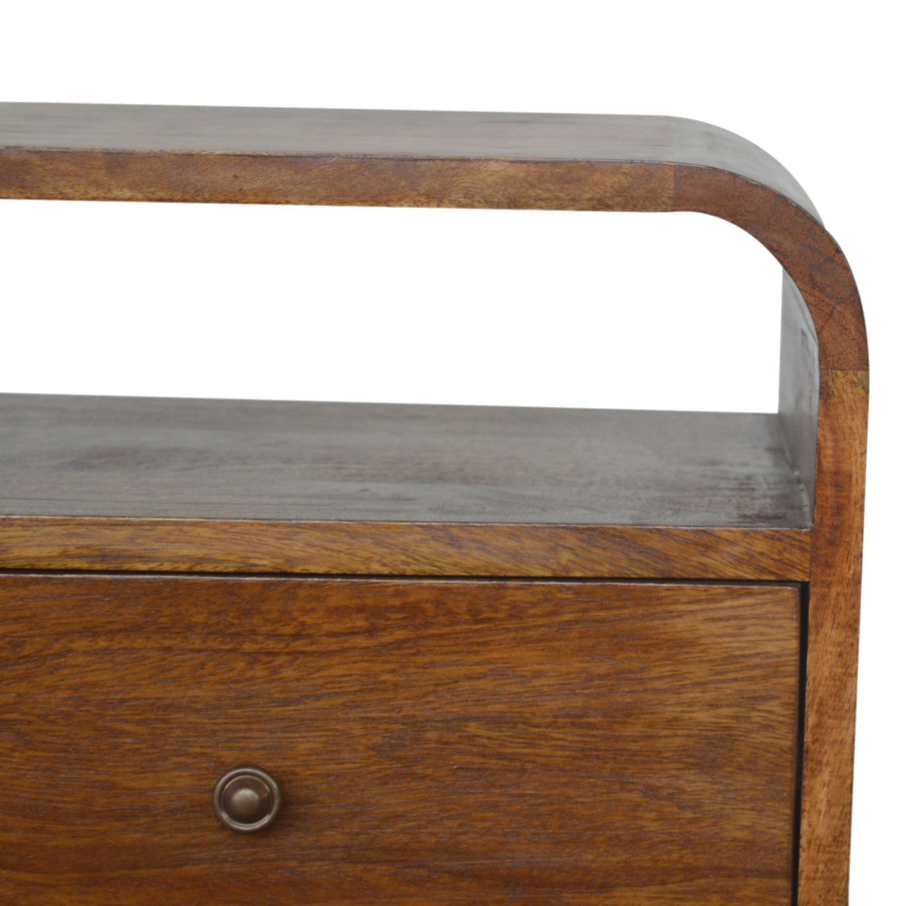 Solid Wood Chestnut Curve 2 Drawer Bedside