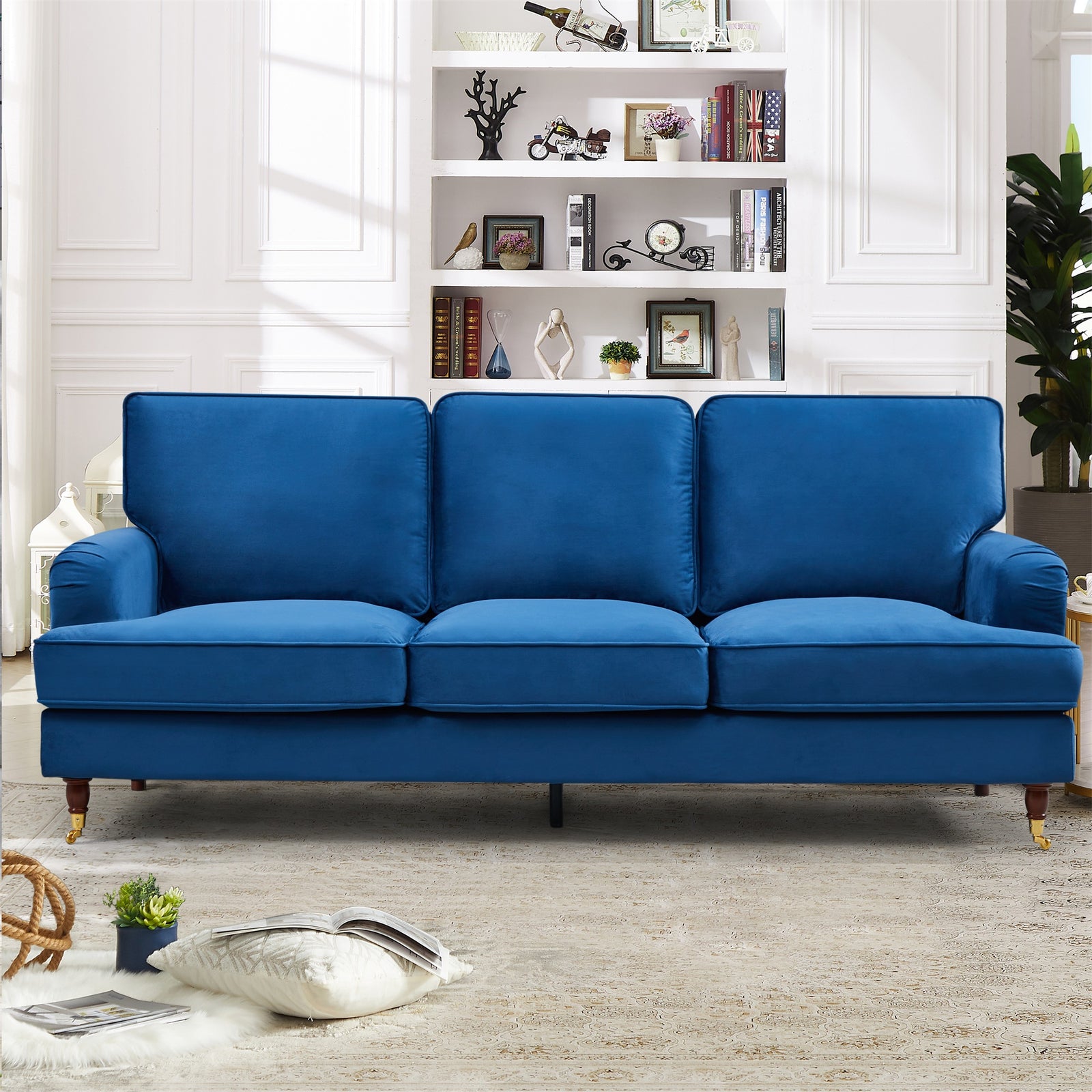 Woodbury 218cm Wide 3 Seat Velvet Fabric Sofa | 3 | Blue
