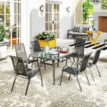 Garden Dining Set, 6 Seater W/ Parasol Hole, Charcoal