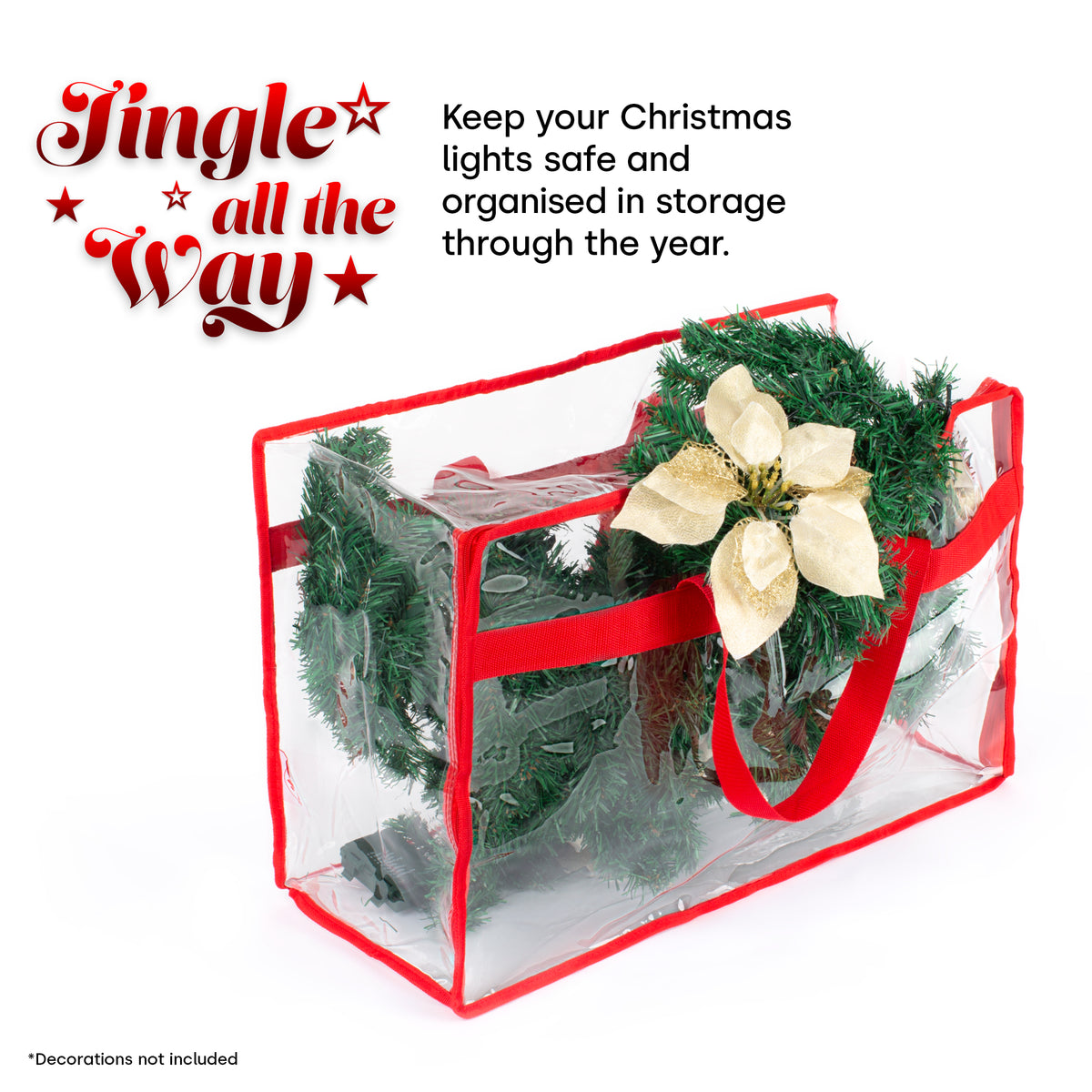 Christmas Village Clear PVC Storage Bags Red Lining