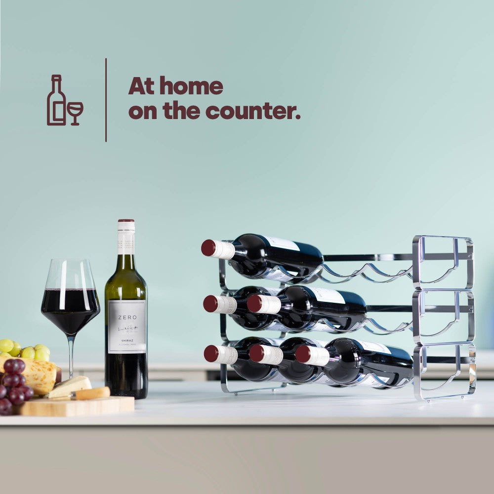 Metal Wine Rack Countertop Organiser For 4 To 16 Bottles | Silver