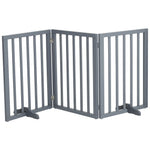 Foldable Freestanding 3/4-panel Pet Gate, Indoor Safety Barrier For Doorways, Halls & Staircases | Small | Grey