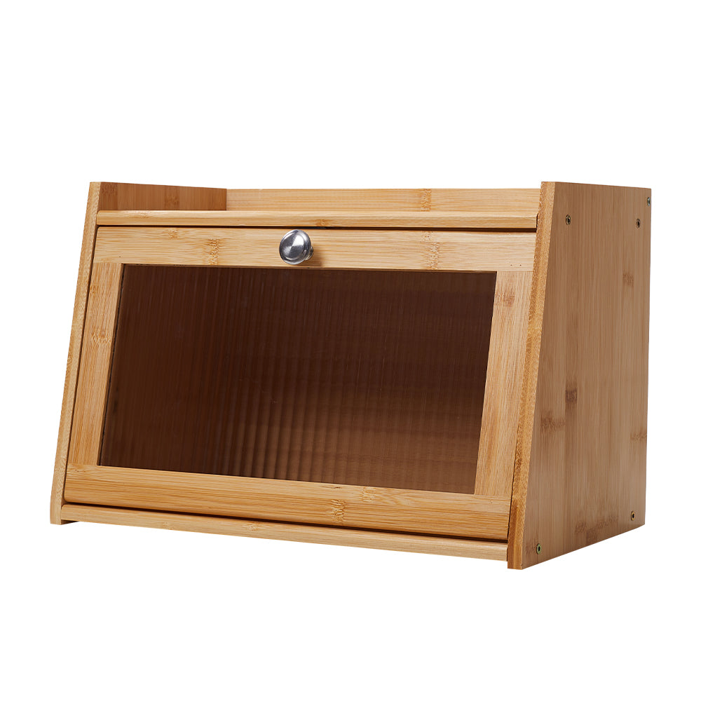 2-tier Bamboo Bread Storage Cabinet For Kitchen Counter | Natural