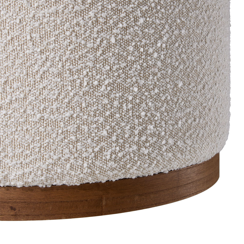 Round Beige Ottoman Storage Stool Seat
