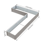 L-shaped Galvanized Steel Raised Garden Bed Raised Planter Box | Grey