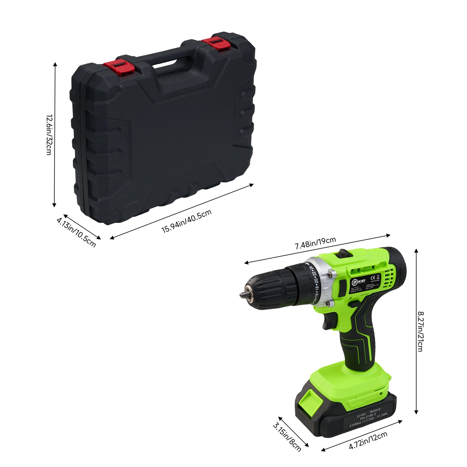 Breeins 21v Cordless Impact Drill Tool Kit 113pcs With 2 Batteries