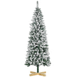 5/6ft Snow Flocked Artificial Christmas Tree Pencil Shape | 6ft | Green