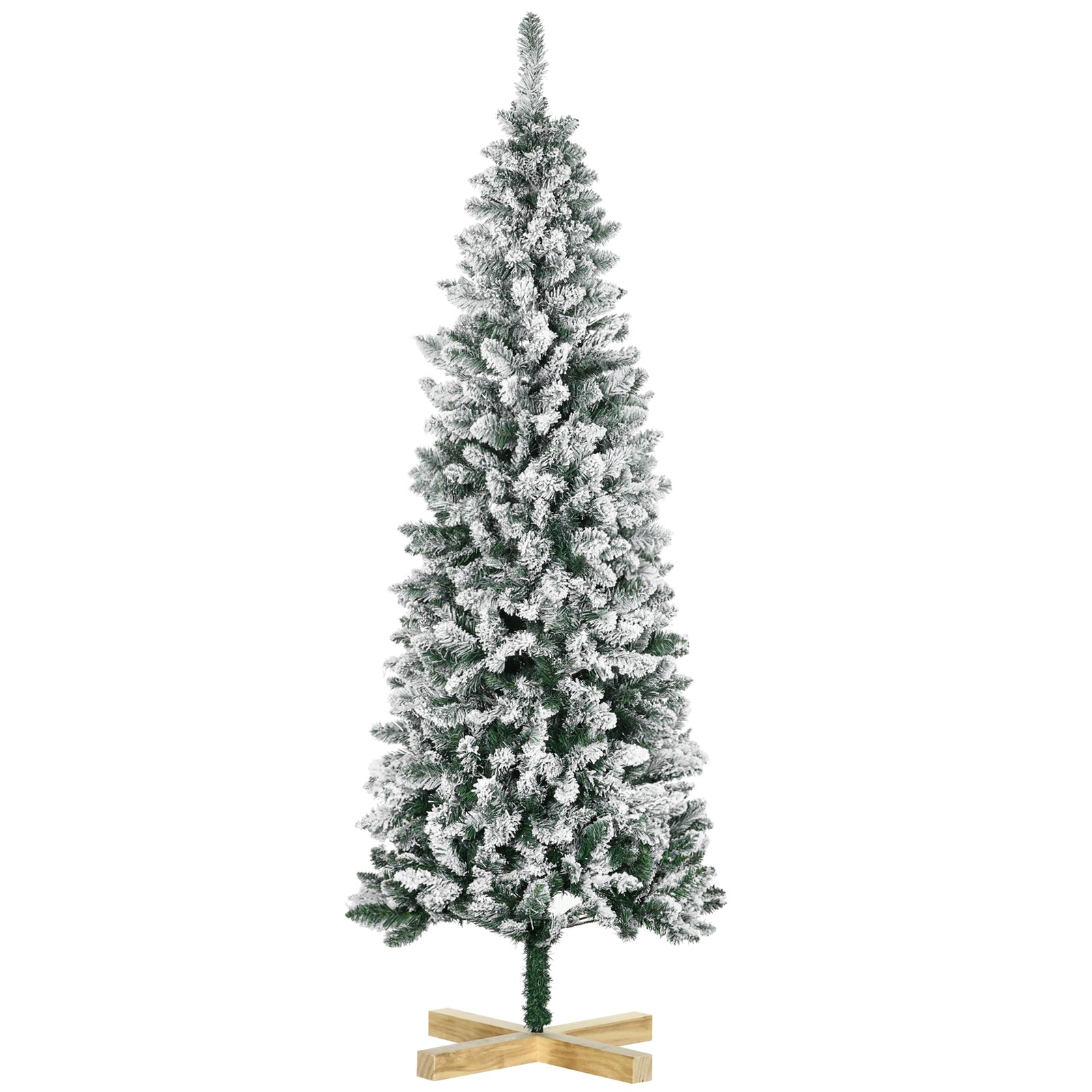5/6ft Snow Flocked Artificial Christmas Tree Pencil Shape | 6ft | Green