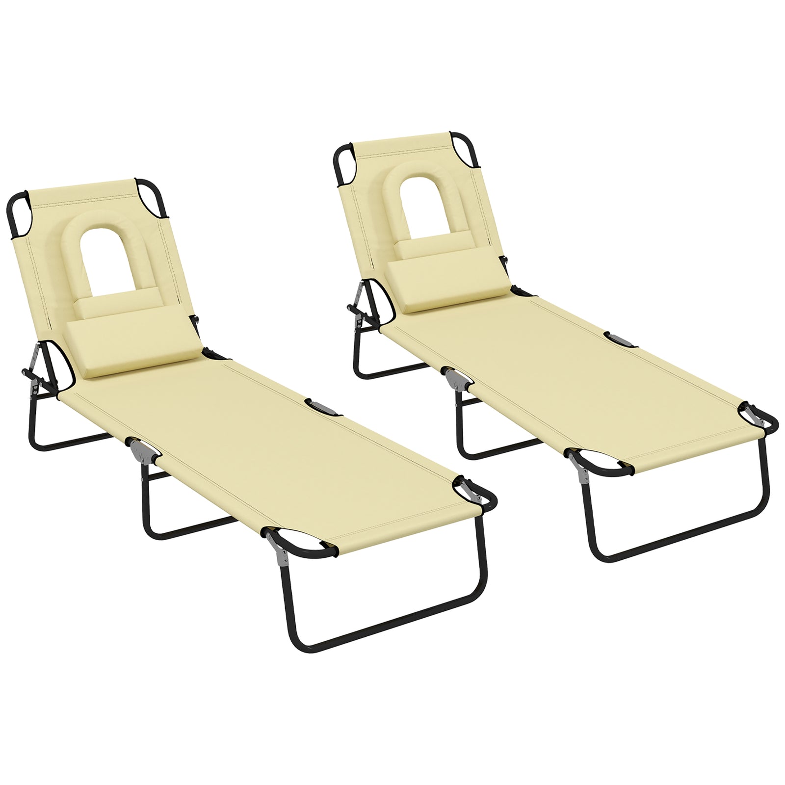 Set Of 2 Sun Lounger Recliner Chairs | Set of 2 | Beige