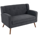 2 Seater Sofa, 118 Cm Corduroy Small Loveseat Sofa | Dark Grey