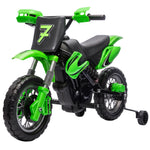 12v Kids Electric Motorbike With Dual Motors Training Wheels | Green