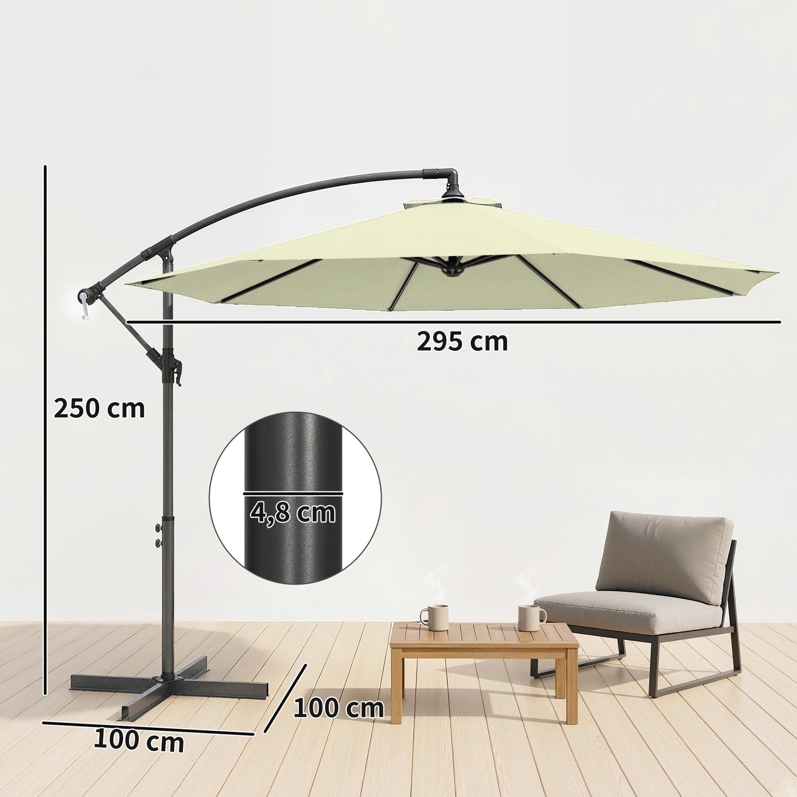 3(m) Banana Parasol Cantilever Umbrella Garden | Beige