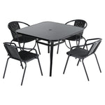 5 Pieces Garden Dining Set Tempered Glass Outdoor Coffee Table And Rattan Chairs
