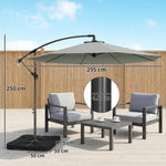 3(m) Banana Parasol Cantilever Umbrella Garden W/ Base Weights | Light Grey