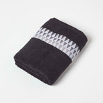 Geometric 100% Cotton Towel | Hand Towel | Black