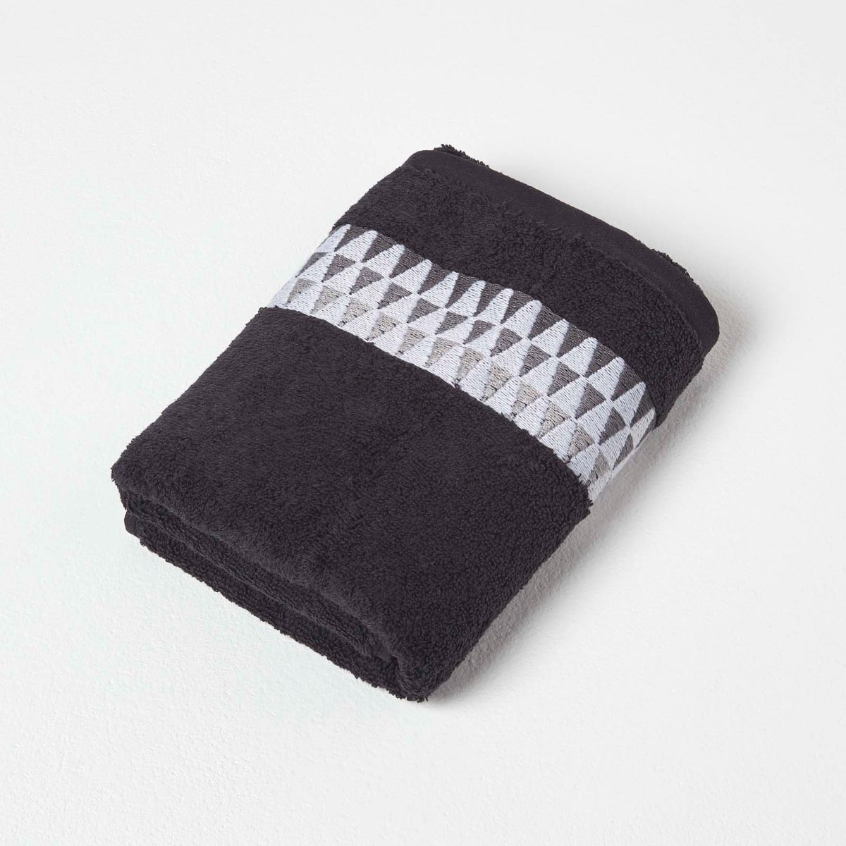 Geometric 100% Cotton Towel | Hand Towel | Black