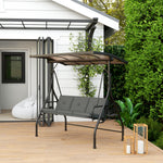 3 Seater Garden Swing Seat Bed, Convertible Swing Chair | Dark Gray