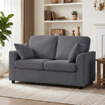 2 Seater Sofa, Corduroy Small Couch With Spring Cushion | Dark Grey