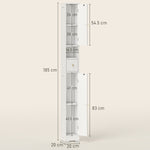 HOMCOM 20cm Slim Bathroom Storage Cabinet With Adjustable Shelves White