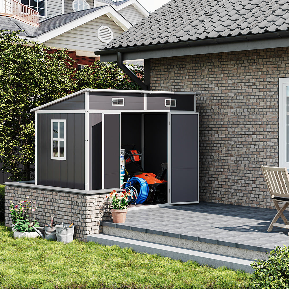 Outdoor Plastic Garden Storage Shed | Large | Light Grey