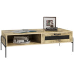 HOMCOM Industrial Coffee Table With Drawer
