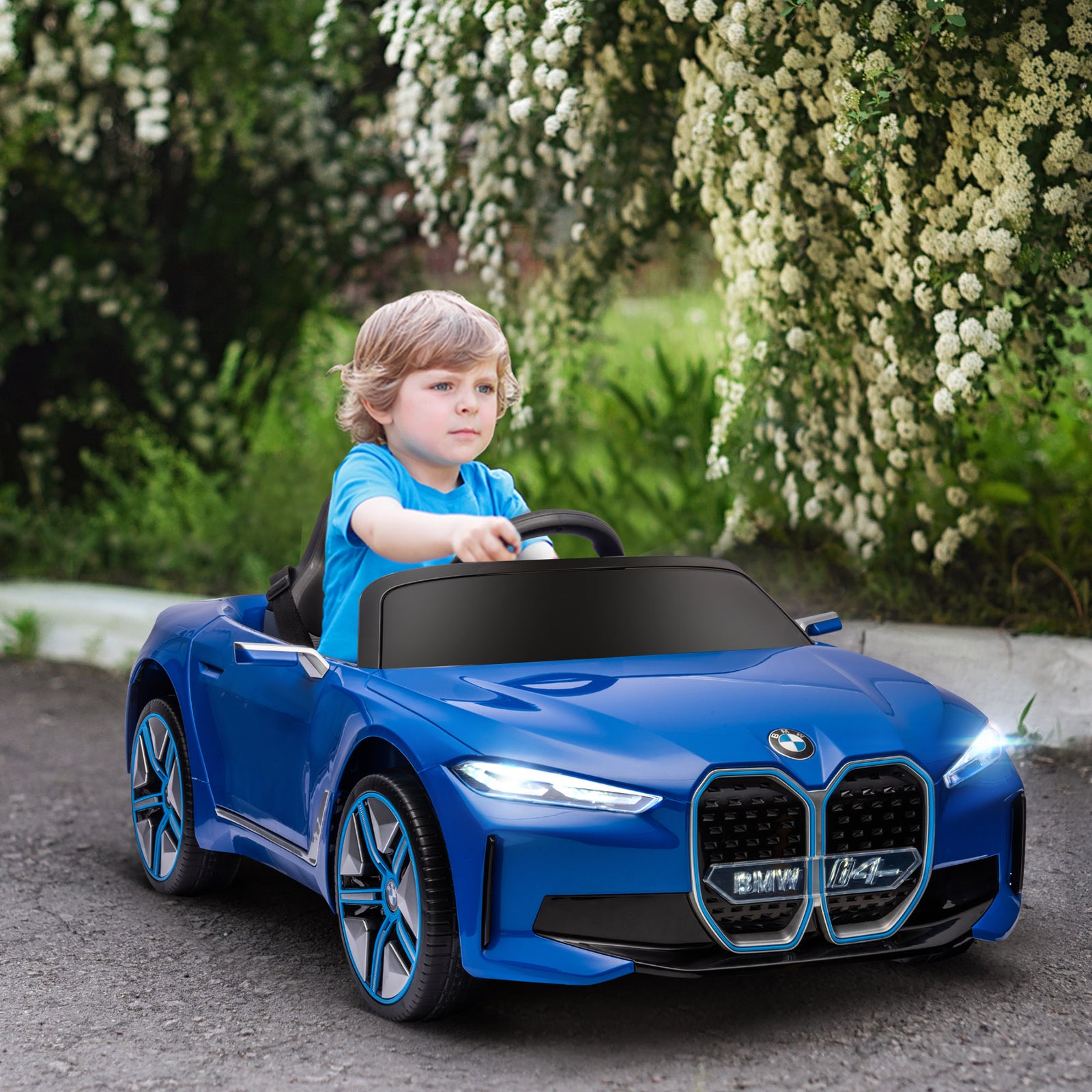 Bmw I4 Licensed 12v Kids Electric Ride-on Car W/ Remote Control | Blue