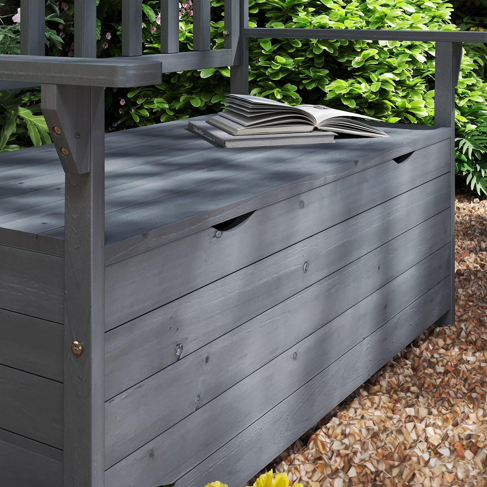 Outdoor Garden Storage Bench Patio Box All Weather Fir Wood