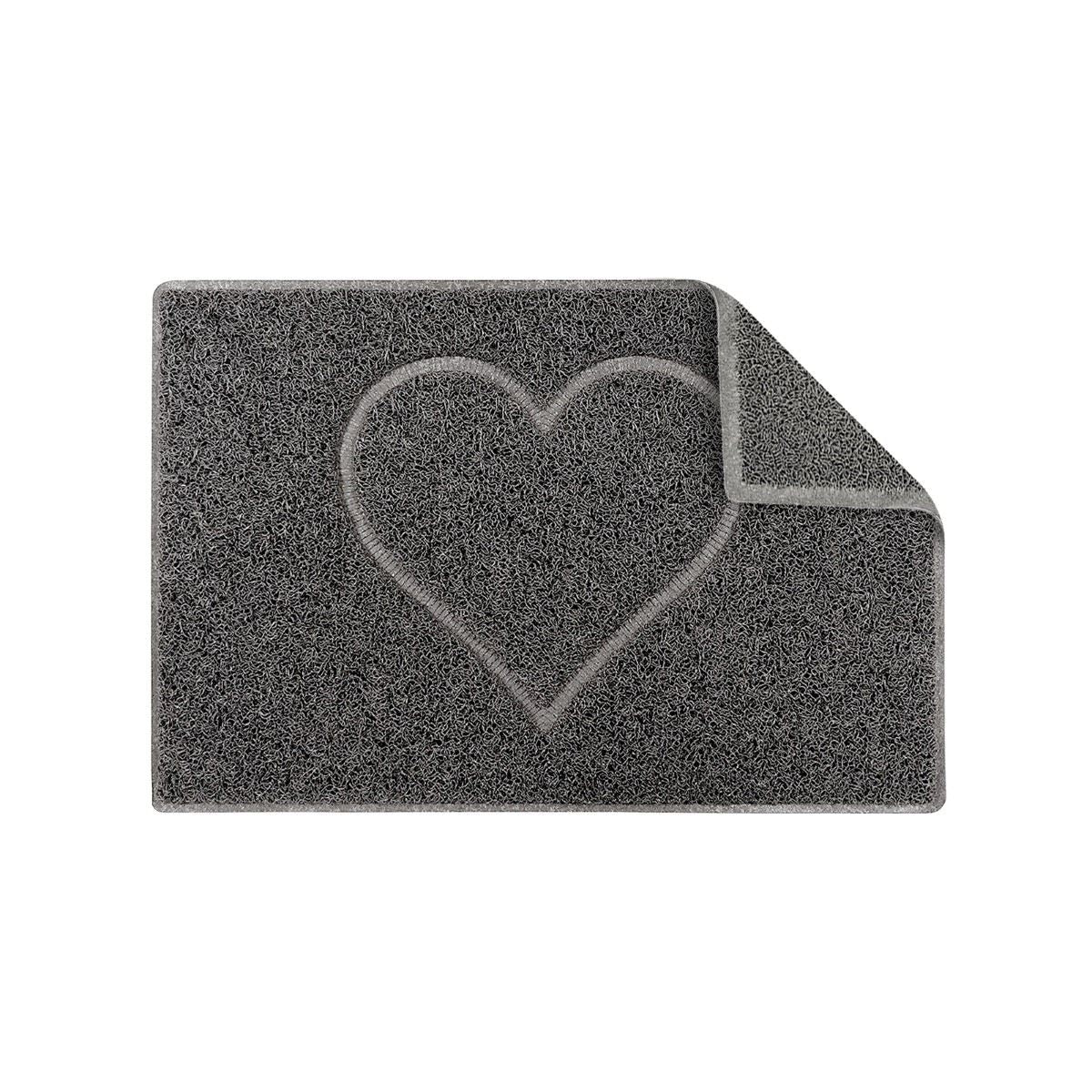 Heart Outdoor Embossed Doormat With Open Back | Small | Grey