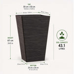 61cm Tall Textured Black Rubber Planters - Indoor Outdoor Planter | Set-of-1