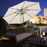 Parasol Patio Umbrella W/ Led Light Crank | White