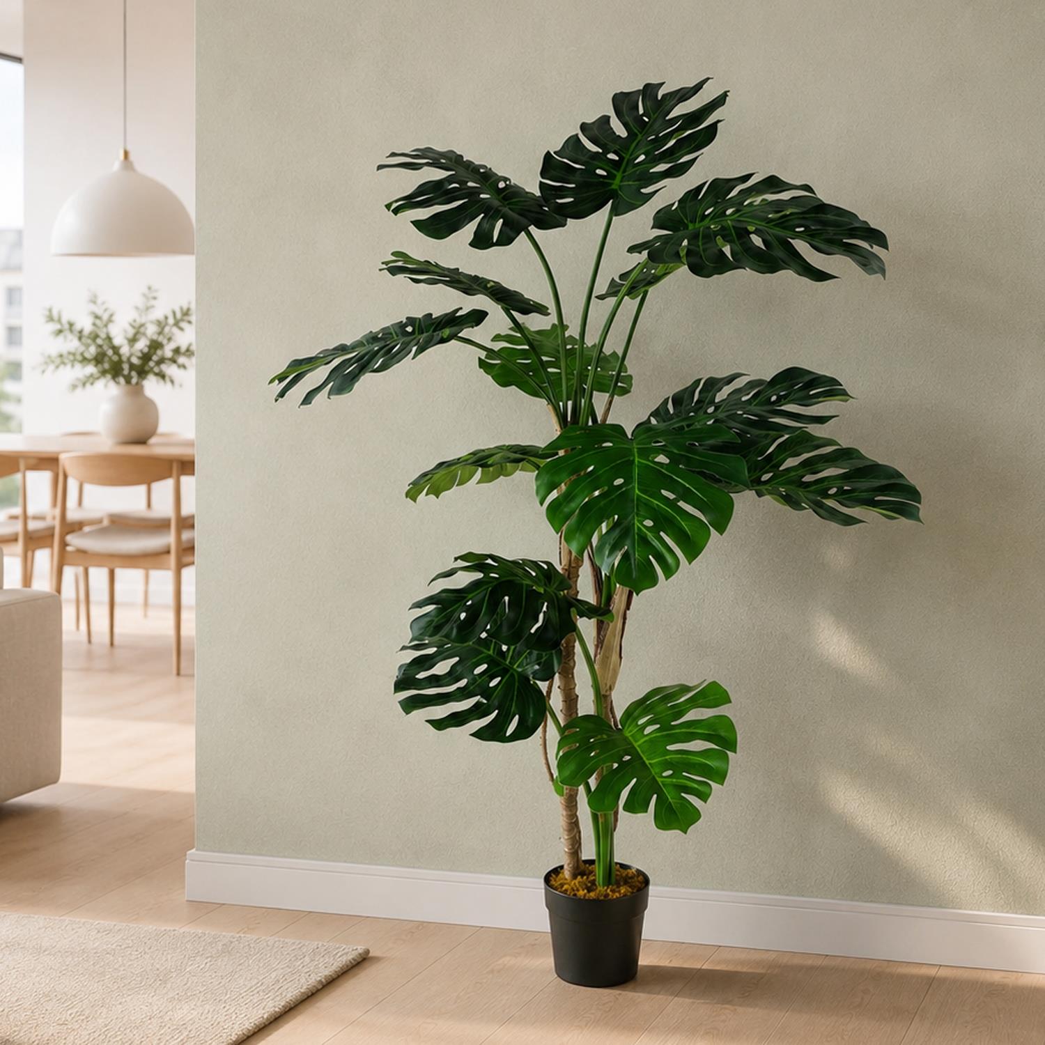 150cm Artificial Luxury Monstera Plant Black Pot