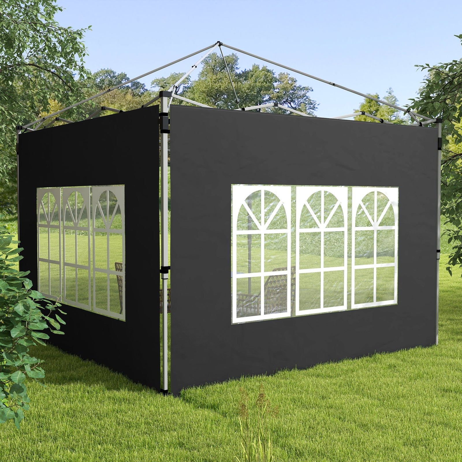 Gazebo Side Panels For 3x3(m) Or 3x4m Pop Up Gazebo, 2 Pack | Black