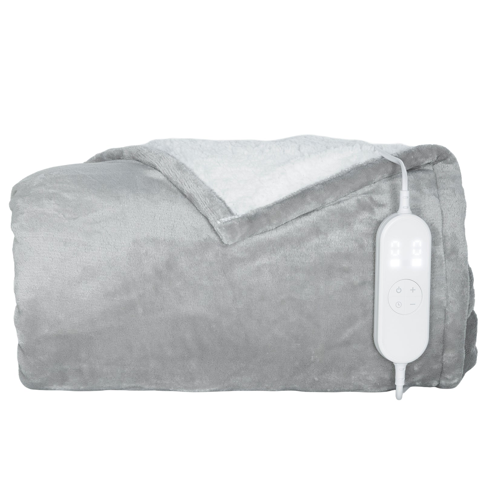 Heated Throw Blanket With 10 Heat Levels And 10h Timer, Grey
