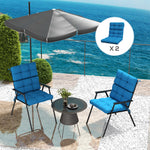 2pc Outdoor Seat Cushion With Backrest, Ties, For Garden | Blue