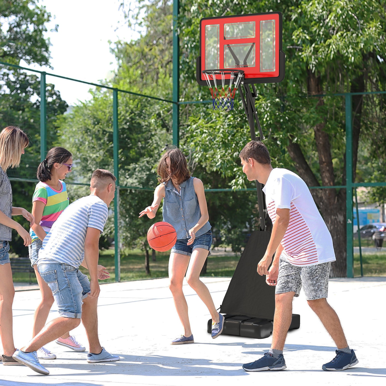Adjustable Basketball Hoop, Rebound System | Red