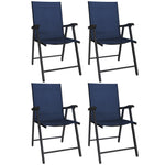 Folding Garden Chairs Set With High Back, Armrests | Set of 4 | Blue