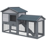 2-tier Wooden Rabbit Bunny Guinea Pig Hutch Small Pet House Ramp Outdoor