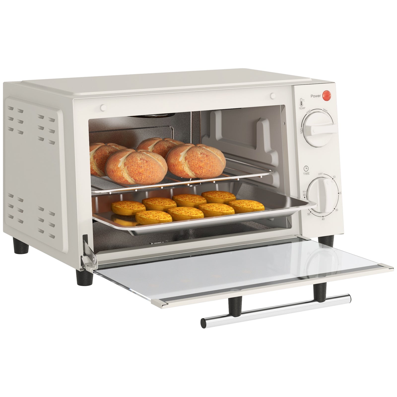 Mini Oven 9l Countertop Electric Grill With Temp Timer | One Size | Cream