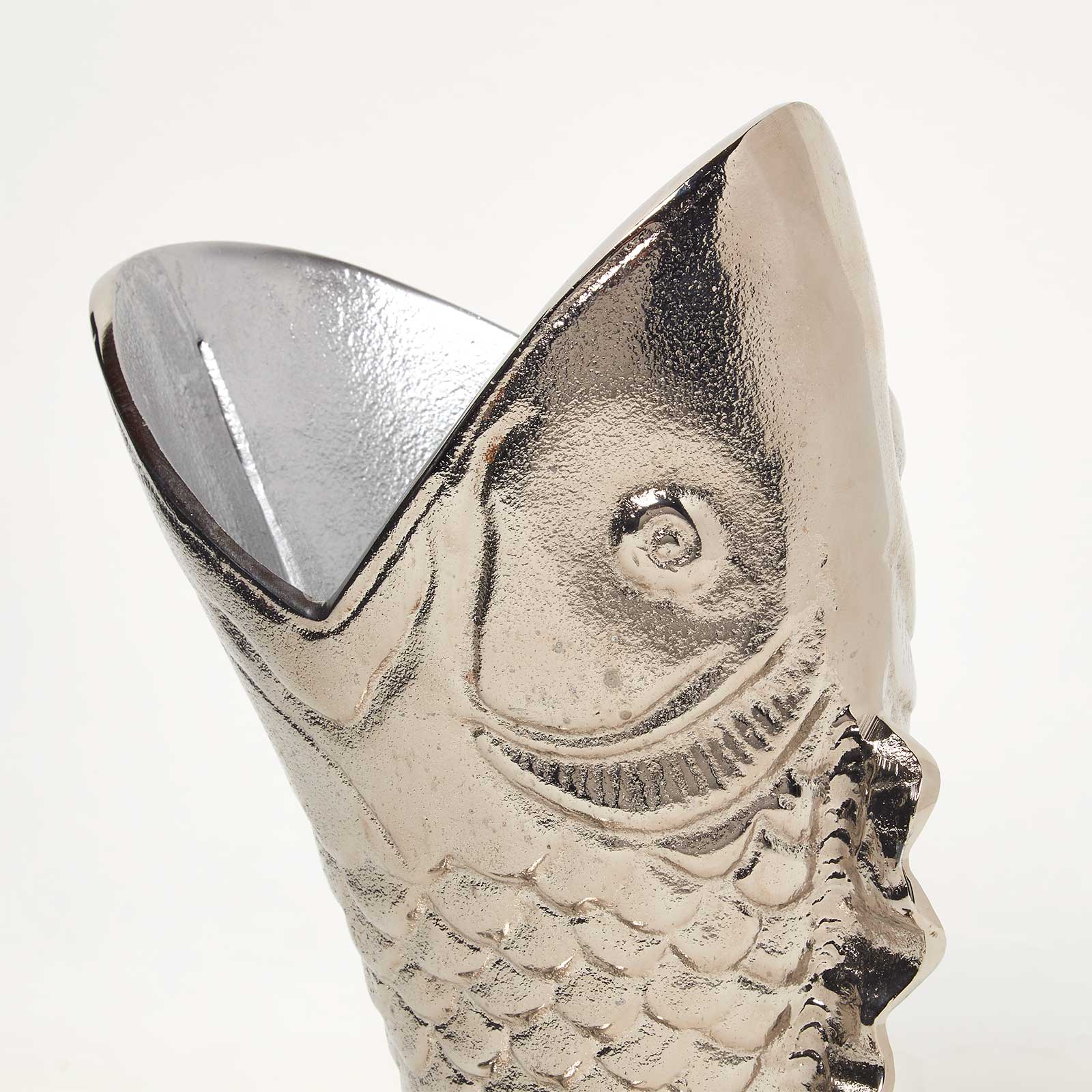 HOMESCAPES Silver Fish Vase For Flowers