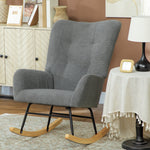 Rocking Chair, Modern Armchair With Backrest For Bedroom, Grey