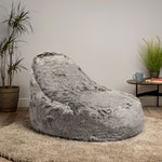 Faux Fur Bean Bag Lounger Giant Bean Bag Chair, Grey