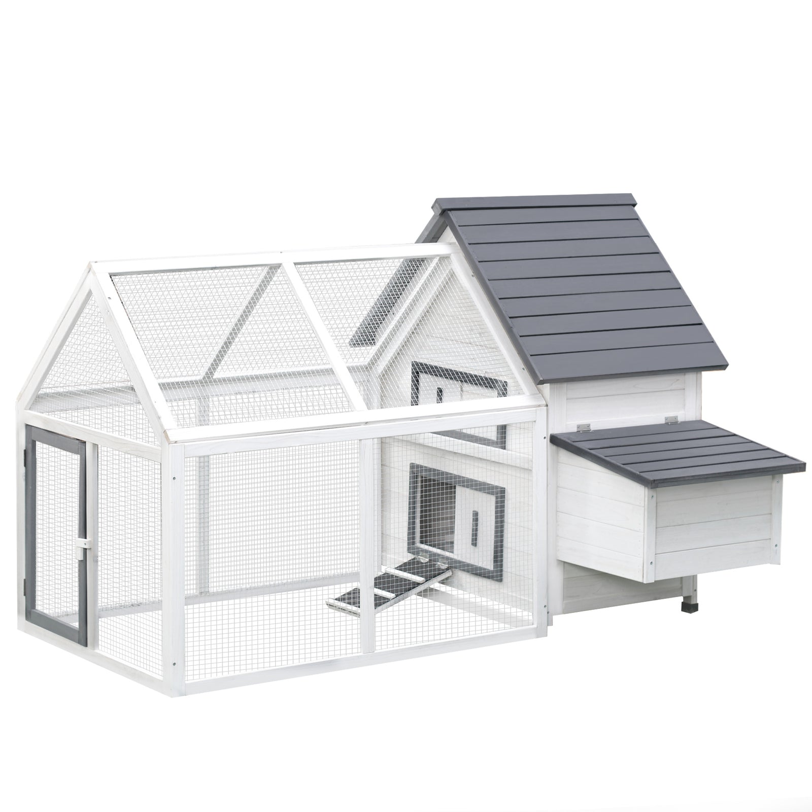 Pawhut Wooden Chicken Coop Hen House Enclosure Garden With Ramp Run Nesting Box